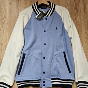 Polo by Ralph Lauren Blue and White Varsity Jacket